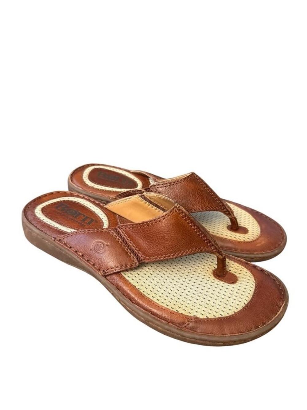 Born Corvo Brown Leather Slide Sandal Flip Flop Men size 10